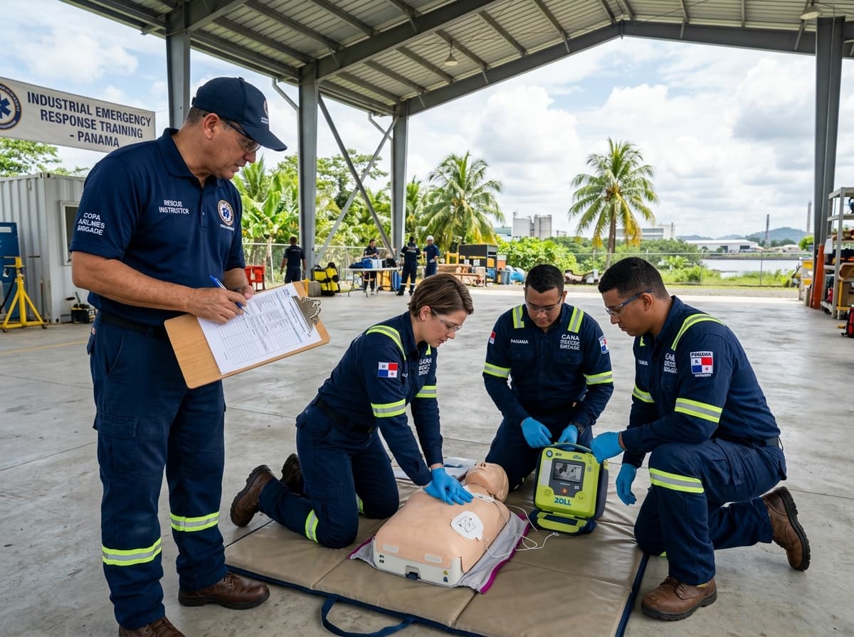 Entrenamiento de brigada corporativa en reanimación cardiopulmonar con desfibrilador externo automático